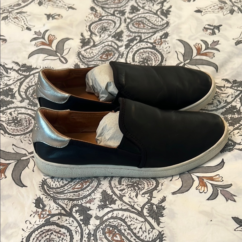 UGG black leather slip on
